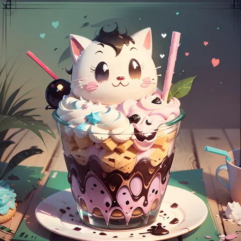 cartoon cute milkshake with black border --auto --s2