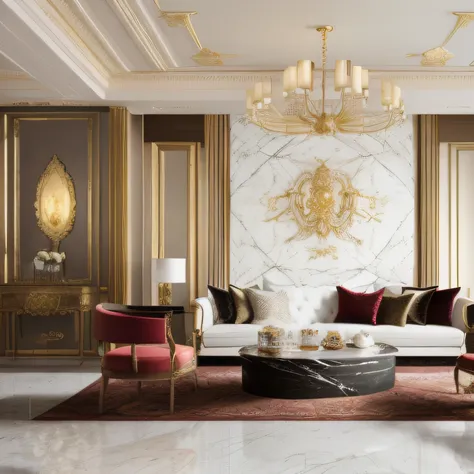 The Classical style embodies opulence and refinement, with meticulous attention to detail. A grand crystal chandelier illuminates the spacious foyer, casting a warm glow on the exquisite marble flooring adorned with intricate carpet patterns. Elaborate wal...