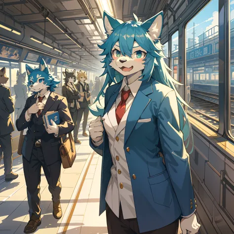 top quality, best quality, High-quality illustrations, masterpiece, super high resolution, detailed background, station, train, station shop, student, salary, suits, evening, 6+boys, 6+girls, absurdres(highly detailed beautiful face and eyes)perfect anatom...