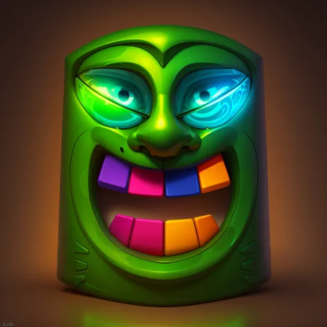 green color，Mayan Totem，vibrant with colors，steins，gameicon，highest masterpiece，HighestQuali，lisses