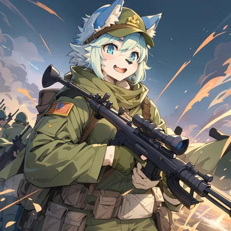 top quality, best quality, High-quality illustrations, masterpiece, super high resolution, detailed background, Military Headquarters, Maritime Self-Defense Force, rifle, sniper, battlefield, 6+boys, 6+girls, absurdres(highly detailed beautiful face and ey...