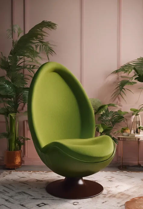 a chair with the shape of an (avocado), green and brown