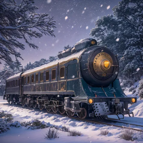 32K,（tmasterpiece，k hd，hyper HD，16k）Black balls，Vintage train sleeper area，Snow tubing ，Golden Dragon Protector （realisticlying：1.4），Python robe，Purple apron，Snowflakes fluttering，The background is pure， A high resolution， the detail， RAW photogr， Sharp Re...