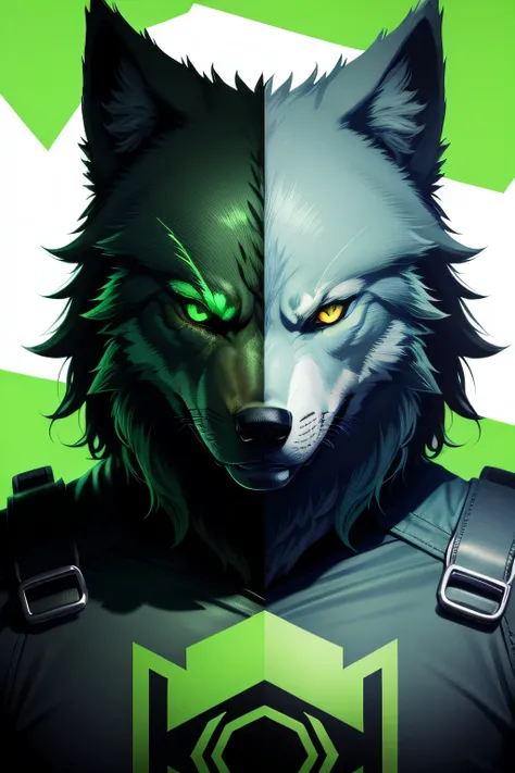 logo background color green gamer wolf