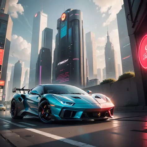 best qualtiy， tmasterpiece， detailedbackground， highly  detailed， iintricate， Cyberpunk-city， pathway， cyber punk perssonage，  daysies， Clouds，  A futuristic， scientific fiction， Automotive Focus， Cool car， （cyberpunk car， Futuristic car：1.2）， （neon cars， ...