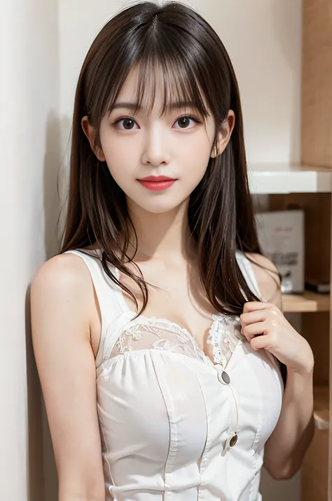 araffe asian woman with a white dress posing for a picture, Gorgeous young Korean woman, (((beautiful countenance))),(((big eye))),(((Beautiful eyes))),(((long lashes))),((Beautiful teeth alignment)),Beautiful young Korean woman, beautiful Korean women, Ko...