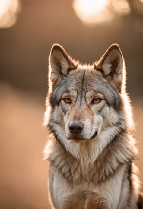 Lone wolf，grassy fields，the sunset