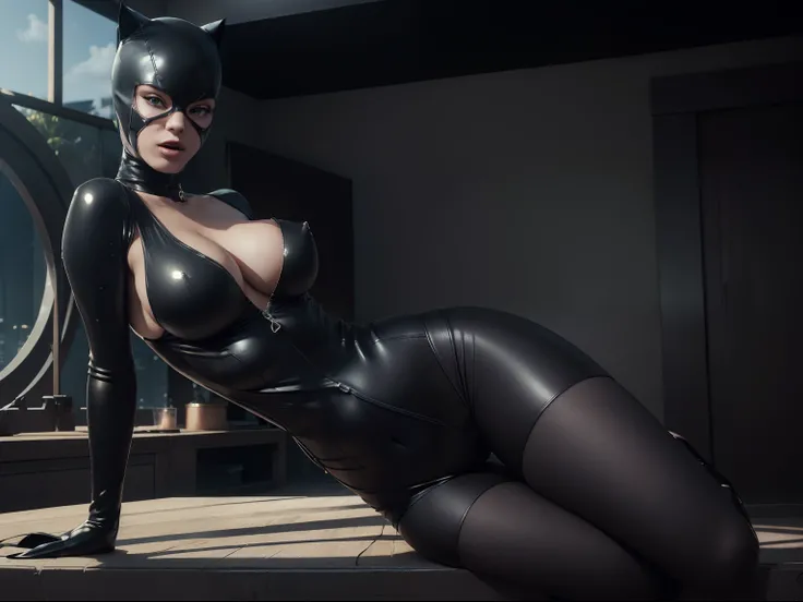 Catwoman Tetona cuerpo perfecto 8k caliente perfecta pose caliente,Michelle Pfeiffer((cuerpo completo))(((Amazing tits)))caliente, hermosa,Hornie, 8k, hiperrealista todo como un motor irreal trazado de rayos render estilo humano realista ,Dark backgroundem...