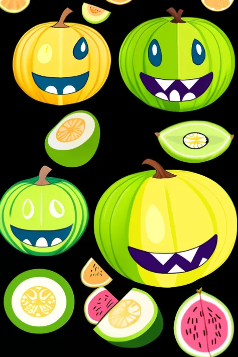 Craft a character based on Lelon, a melon-lemon hybrid. Give it the Powerpuff Girls bold lines, large eyes, and a youthful look