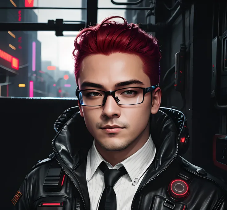 intrincate raw photography)cyberpunk citizen in oversize techwear, bright red hair, high tech eyewear, using a black astro daftpunk style helmet, neon light details, intrincate, futuristic, sharpness, ramdom pose, cyberpunk city, street neon lights, insta ...