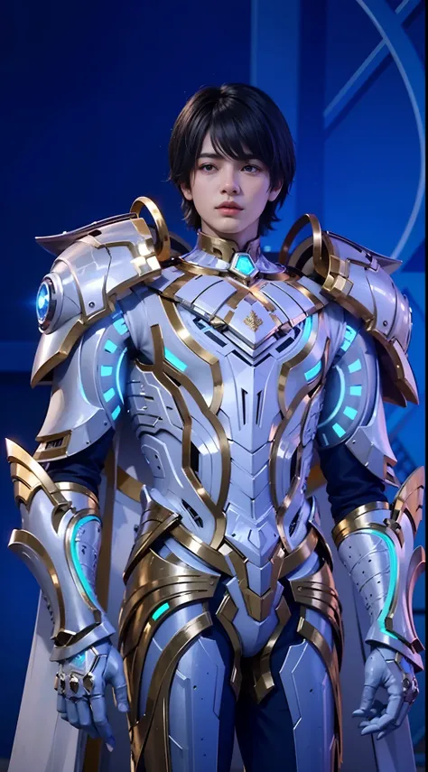 1boy, best quality, photo, 4k,looking at viewer,full body,wear platinum armor,