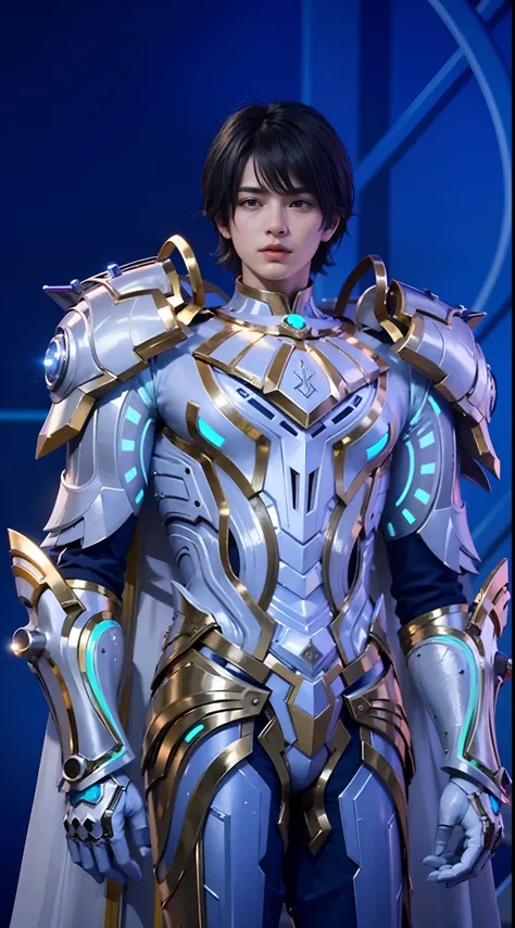 1boy, best quality, photo, 4k,looking at viewer,full body,wear platinum armor,