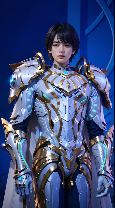 1boy, best quality, photo, 4k,looking at viewer,full body,wear platinum armor,