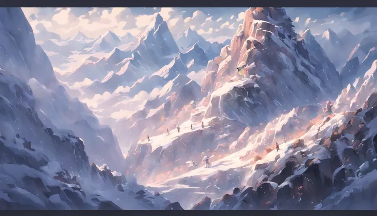 snow mountains，the white tiger，mountain cliff