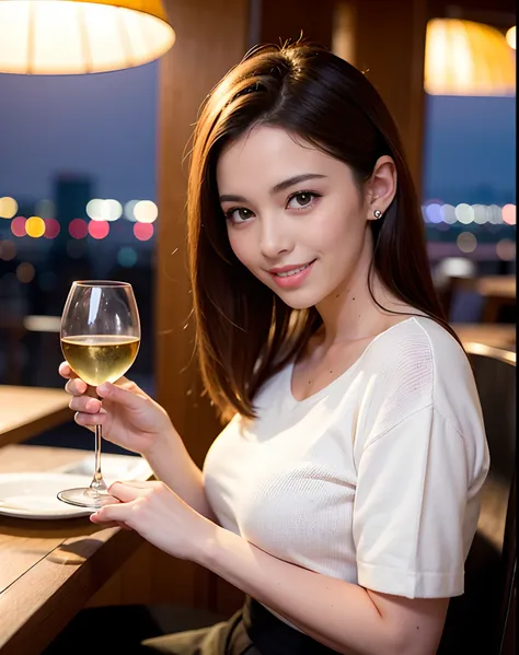 (64K, UHD, top quality, masterpiece: 1.2), (realistic, photorealistic: 1.37), super detailed, pretty woman 1 person, (slim face), (slim body), (brown hair), (short cut), cheeks slightly blushing, (44 years old), 38 years old, solo, beautiful detailed urban...