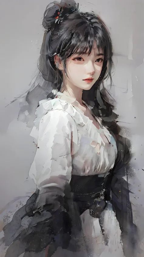 a painting of a woman with long hair wearing a white dress, beautiful character painting, guweiz, artwork in the style of guweiz, by Yang J, by Fan Qi, by Zhang Han, by Zeng Jing, by Zhou Wenjing, guweiz masterpiece, by Li Song, beautiful anime portrait, b...