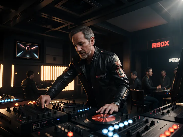 hyper realistic, If you are a DJ, 64k resolution photorealistic Masterpiece by Steven Spielberg, intricately detailed, HD, professional photography, dark lighting, volumetric lighting maximalist photo illustration, 64k resolution concept art with intricate...