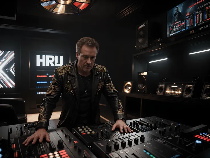 hyper realistic, If you are a DJ, 64k resolution photorealistic Masterpiece by Ridley Scott, intricately detailed, HD, professional photography, dark lighting, volumetric lighting maximalist photo illustration, 64k resolution concept art with intricately d...