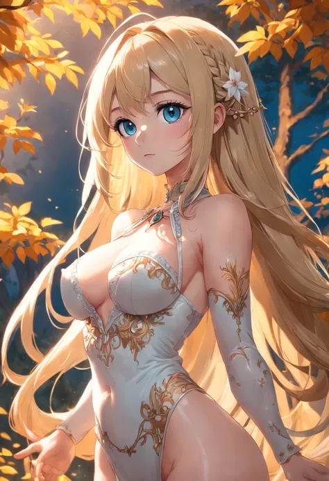 (Best Quality,Unparalleled Masterpiece:1.4),Ultra-Detailed CG 4K,(Ultra-Detailed Clear Absurdly-Vivid Mint Big Eyes:1.2),Gorgeous Round Detailed Face(Voluptuous:1.4)Elf(SFW Gigantic Breasts:1.8)TALL(Voluminous Long Blonde Hair: 1.4),ADULT(Bangs, Sidelocks:...