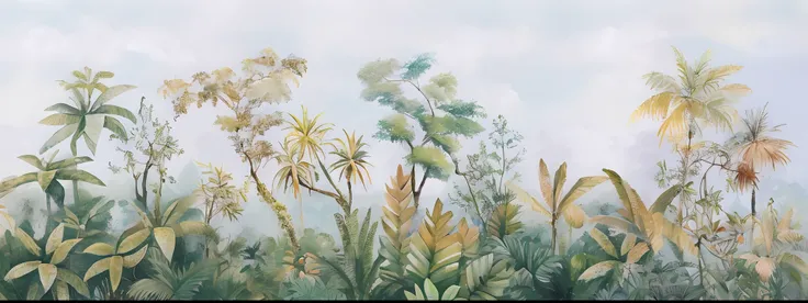 Draw tropical scenes with palm trees and other plants, jungle landscape, tropical trees, botanic foliage, Tropical landscape, mysterious jungle painting, exotic vegetation, tropical forest, Jungle scene, tropical vegetation, tree and plants, Exotic trees, ...