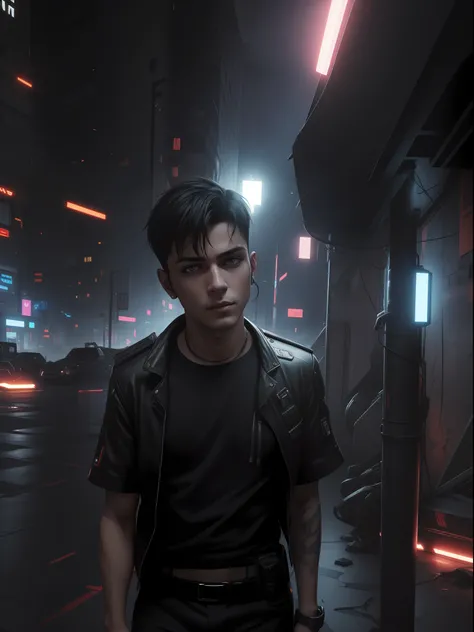 Change background Cyberpunk handsome boy ultra realistic 4k