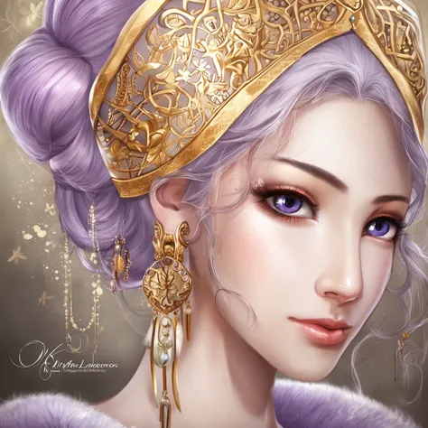 32K（tmasterpiece，k hd，hyper HD，32K）short detailed hair，Gold jewelry area in the back room，Flame Girl ，Yao Lang protector （realisticlying：1.4），Python pattern robe，Purple-pink tiara，Snowflakes fluttering，The background is pure，Hold your head high，Be proud，Th...