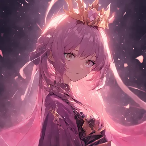 32K（tmasterpiece，k hd，hyper HD，32K）short detailed hair，Gold jewelry area in the back room，Flame Girl ，Yao Lang protector （realisticlying：1.4），Python pattern robe，Purple-pink tiara，Snowflakes fluttering，The background is pure，Hold your head high，Be proud，Th...