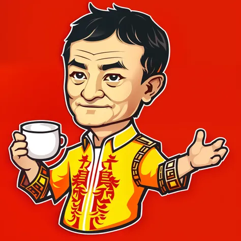 cartoon chibi stickers featuring mr.jack ma who that alibaba owner, with a cute and vector design, available in 10 packs