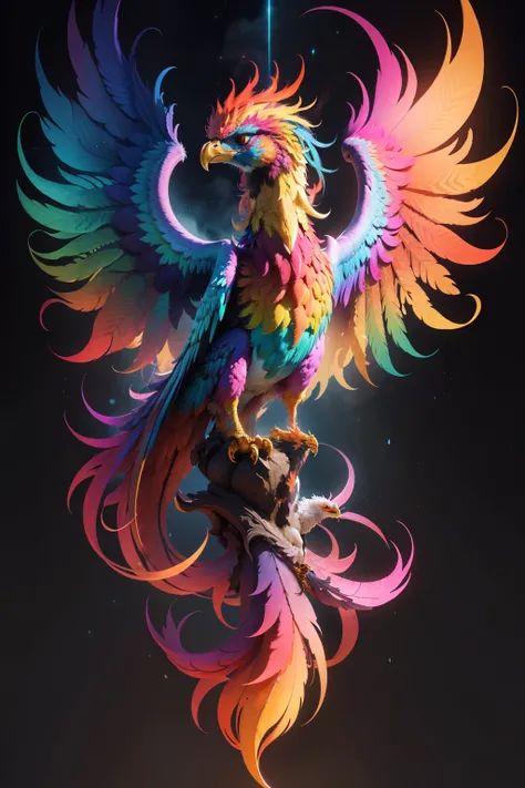 A multicolored divine phoenix