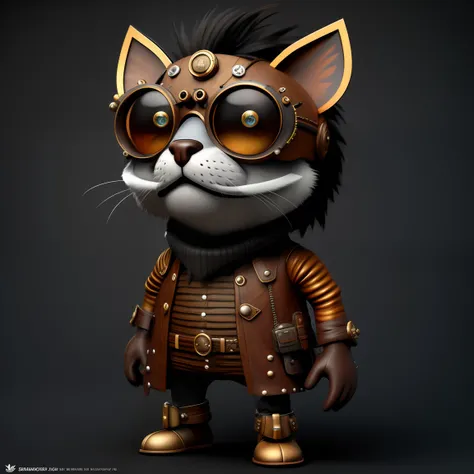 Fantz cartoon (creature:0.5)|(tiger:0.5) design,  ultra detailed, random colors, steampunk, and punk costume,