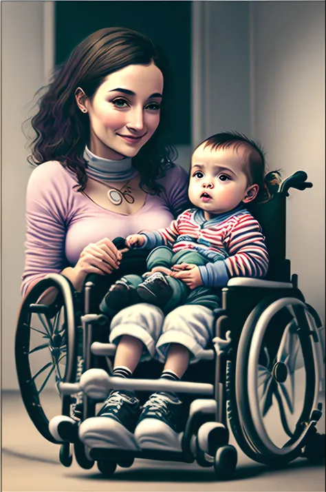 Wheelchair user holding baby