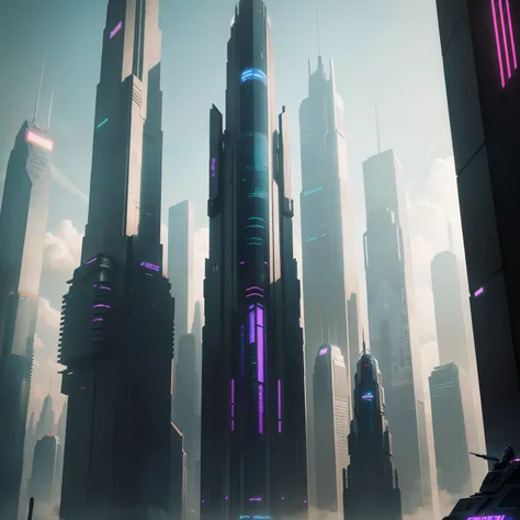 A beautiful cyberpunk futuristic world、Skyscrapers、Sci-Fi Art　top-quality、​masterpiece、超A high resolution、futuristic cities