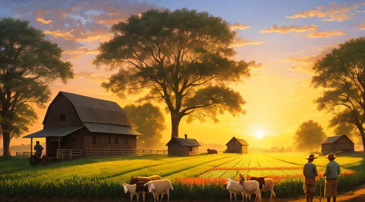 The perfect wallpaper would capture the image of the commendable farmer amid his thriving farmland, sharing his bounty with neighbors, under the soft glow of the setting sun, encapsulating the warmth of the local community and the culture of sharing.