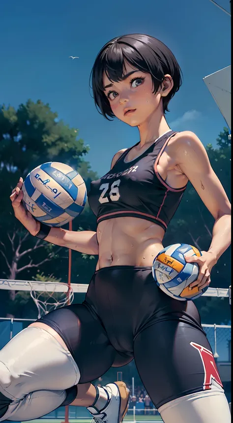 (masterpiece, 4k ,ultra detailed:1.2),(beautiful face:1.2),(anime:1.2),illustration,(solo:1.2),(dark skin:1.2),(looking at viewer:1.4),(supermodel:1.3),(basketball athlete:1.4),(basketball uniform:1.4),(basketball:1.5),(sweaty skin:1.3),(white hair),(bangs...