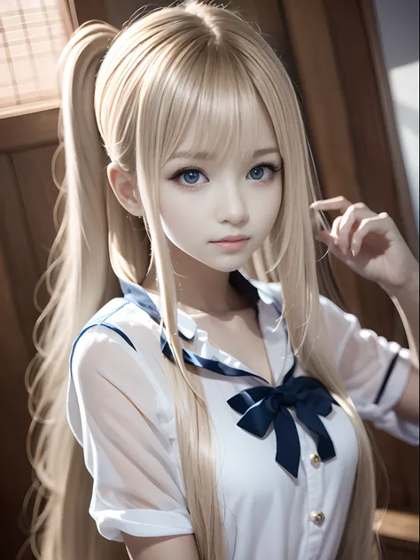 portlate、School Uniforms、bright expression、Young shiny shiny white shiny skin、Best Looks、Blonde reflected light、Platinum blonde hair with dazzling highlights、shiny light hair,、Super long silky straight hair、Beautiful bangs that shine、Glowing crystal clear ...