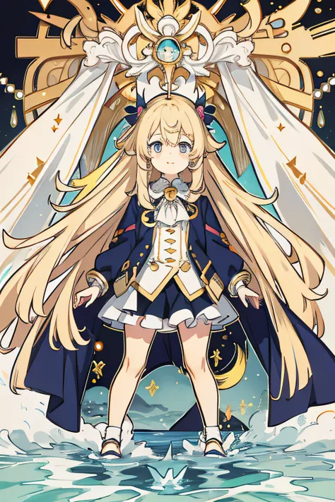 Long-haired little loli，Fair skin，Has long blonde hair，Its a six-year-old girl