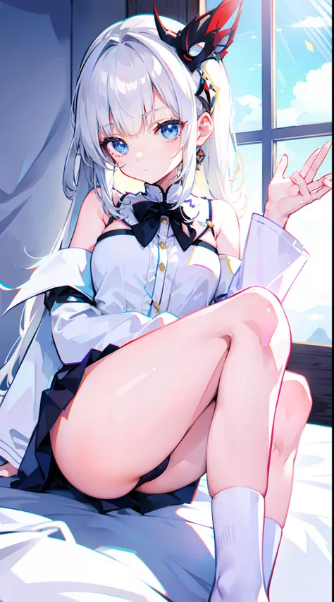 Cute white-haired loli，jk，byself，long leges