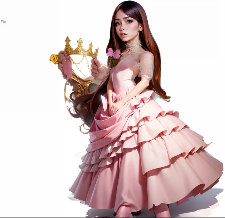 Pink prom dress , same posture, 2d game character dress