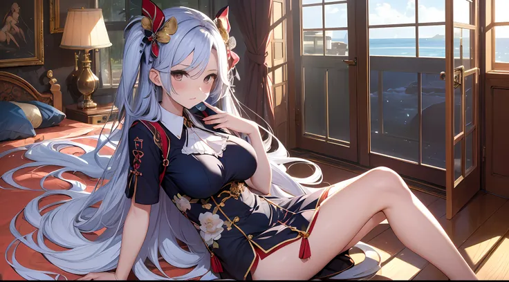 06
（enrich the picture，masterpiece level quality）beautiful 8k cg artwork，goddess-like posture，sittinng on the river，postural exe...