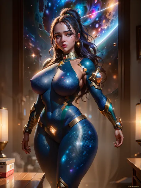 Highly detailed RAW color Photo, beautiful young curvy girl, dynamic pose, (wide hips), (detailed skin), (detailed lips), showing bare private parts, (detailed eyes), (cosmic:1.4), (necropolis:1.1), (Sci-Fi setting) (detailed face), (curvy), detailed eyes,...