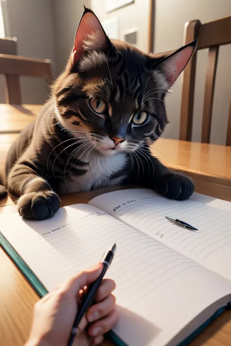 Remove the top pen，Let the lower right pen fully exposed，Cats are cute