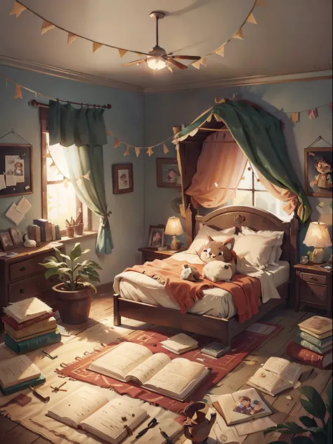 A storybook on a bed