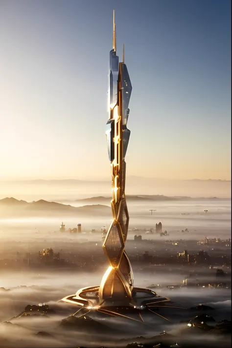 /imagine prompt: a gigantic city, (spaceship), (cube shape), ((gold and crystal)), (futuristic architecture,middle eastern), ((h...