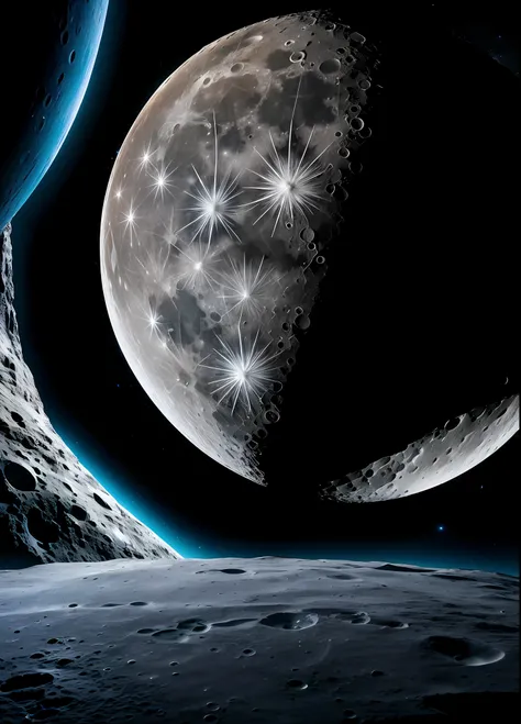 Moon and space、8K、wall-paper、、Raw photo、Very advanced、Convoluted、(digitalart:0.9)、hight resolution、magnifica、8K Picture Wallpaper、ighly detailed、Convoluted、