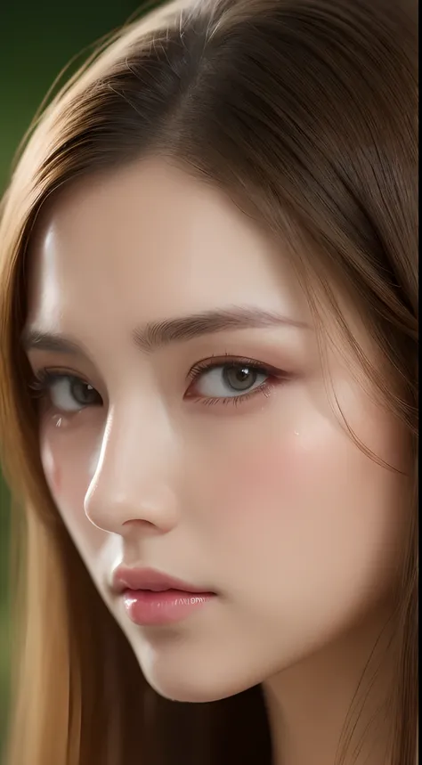 Side face of a woman with tears streaming down her cheeks, green eyes, scattered gaze, wine glasses in dim light.
(Best quality, 4k, Masterpiece :1.3), beautiful woman, 1girl, , light brown hair: 1.1, ultra-detailed face, detailed lips, detailed eyes,