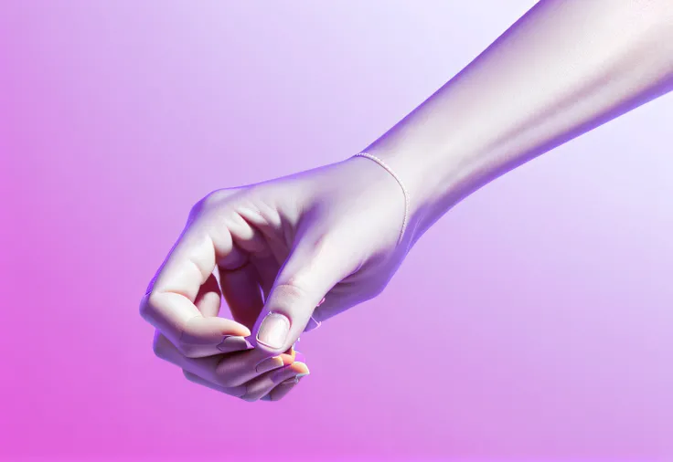 A white hand，Gripping posture，Pure white hands，Stereoscopic rendering，3D