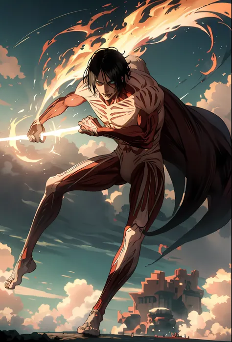 imagine giant portgaz d. ace in "attack on titan": his fiery spirit swells. towering with his signature hat, tattoos, and short ...