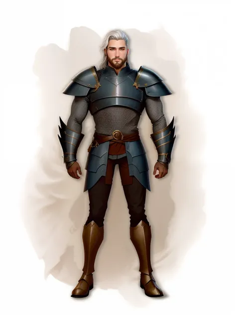 uma imagem de desenho animado de um homem em armadura, d&d retrato de corpo inteiro, armadura de cor preta com detalhes avermelhados, um paladino masculino humano, conceito de personagem dnd, novo design de conceito de figurino, personagem de fantasia d&d,...