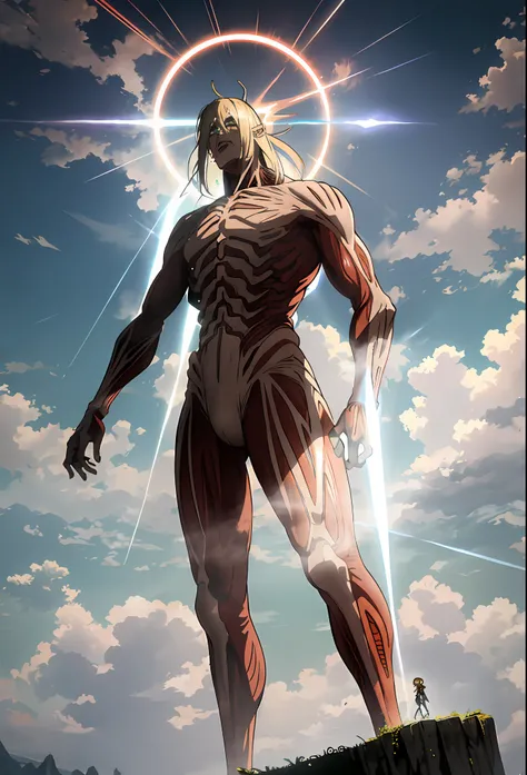 Imagine "Giant Eneru" in the world of "Attack on Titan": the overgrown, dizzying aura that terrifies. Towering with his electric wand, piercing gaze, and long ears, Enerus god-like demeanor and lightning powers persist. formidable lightning manipulator,eta...