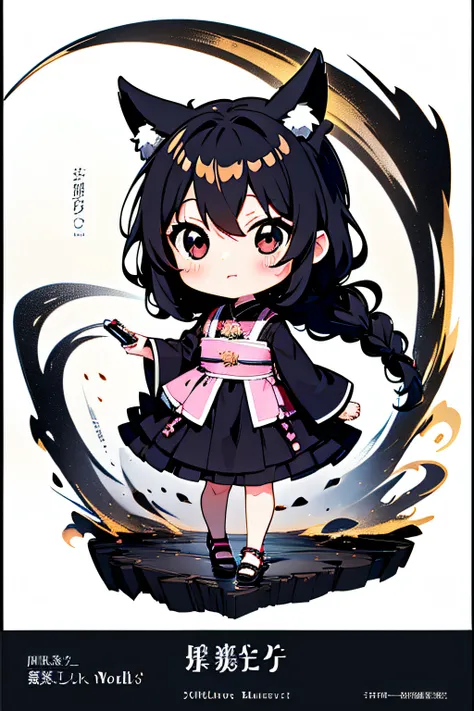 ((best quality)), ((masutepiece)),1 girl， animemanga girl，q version characters，infant body type，very short in height，black color...